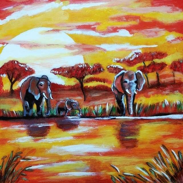 dilameart art riproduction tema africa elefanti dilameART