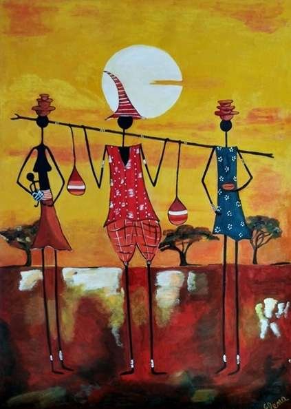 dilameart art riproduction tema africa famiglia africana dilameART