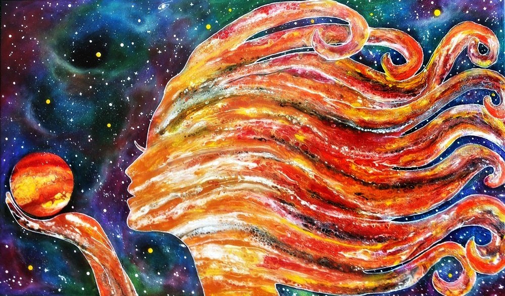 dilameart.it. serie Mythos - Venere sostiene il pianeta omonimo- l'astronomia incontra il mito