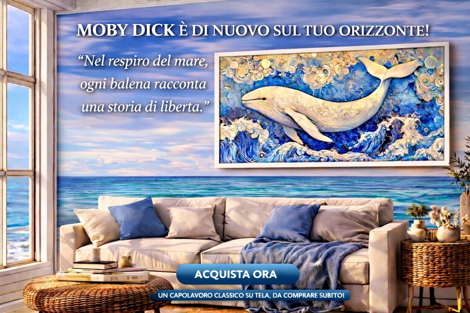 ok. Balena bianca in salotto al mare dilameART